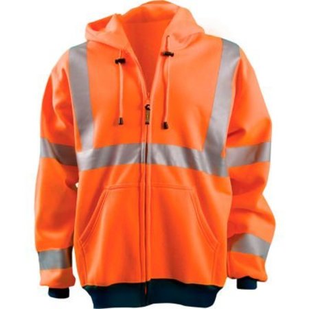 OCCUNOMIX Hi-Vis Premium Wicking Hoodie, Class 3, Hi-Vis Orange, XL,  LUX-SWT3HZ-OXL